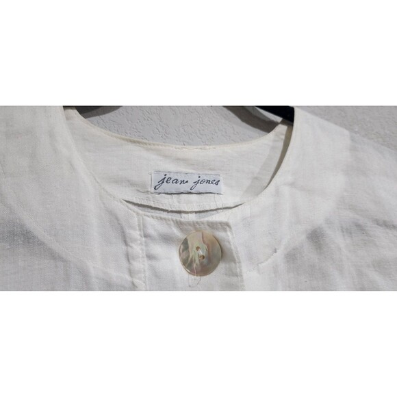 Vintage Jean Jones Shirt Chest Pockets Button Front Linen Top Lagenlook - Picture 6 of 11